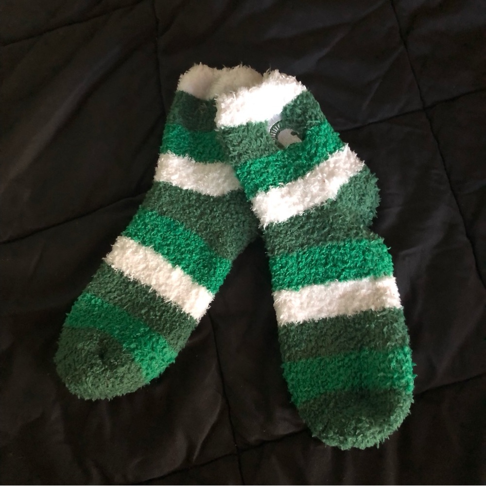 Michigan State Spartans Socks (2) Two Pair. One Fluffy, One Crew